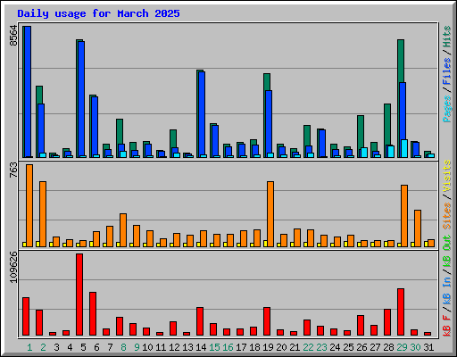 Daily usage for March 2025
